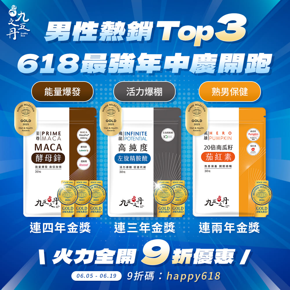 618年中慶男性熱賣TOP3