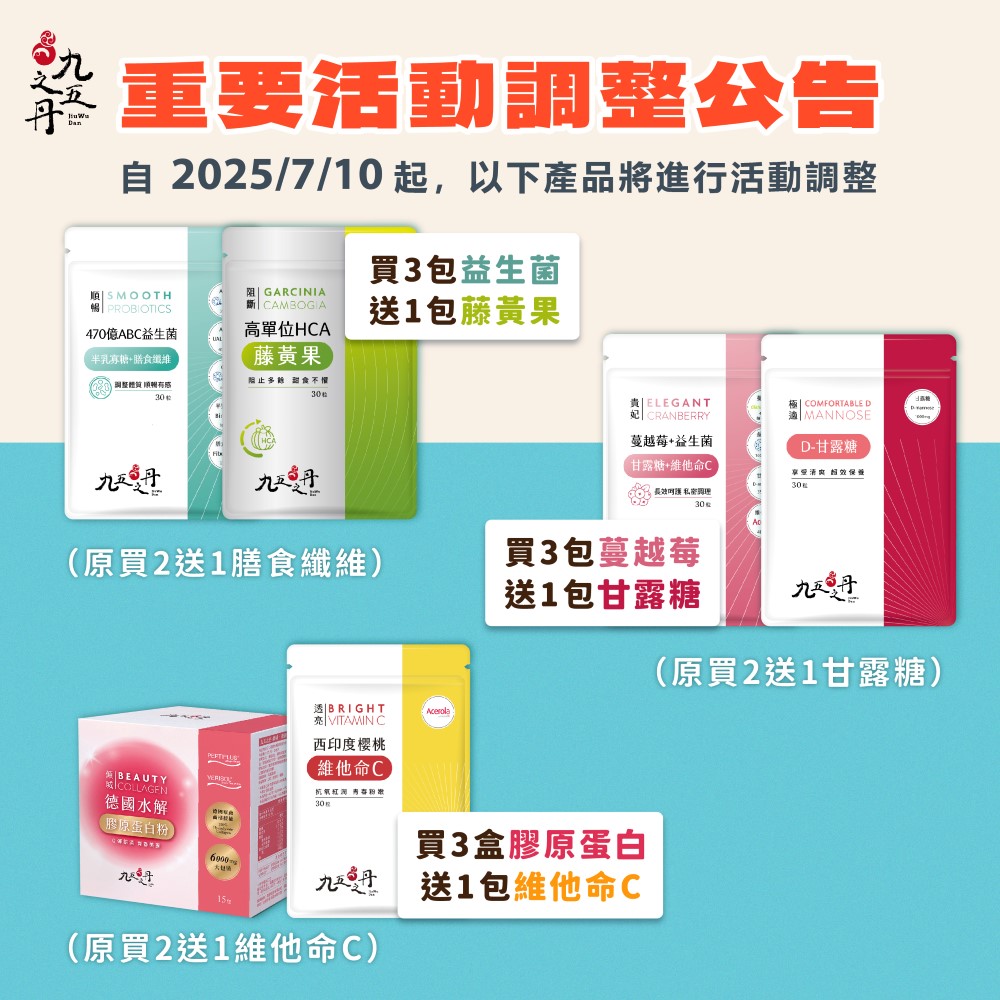 部分商品活動調整公告