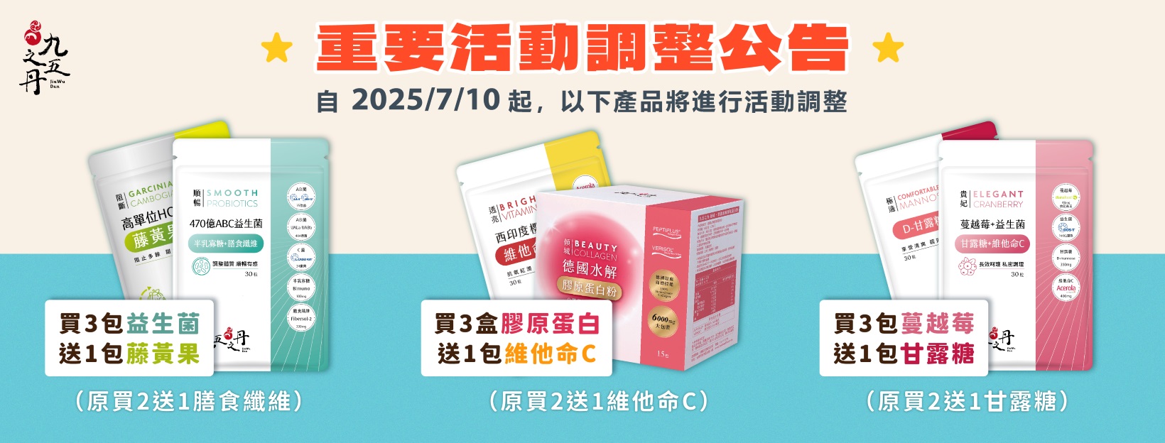 部分商品活動調整公告