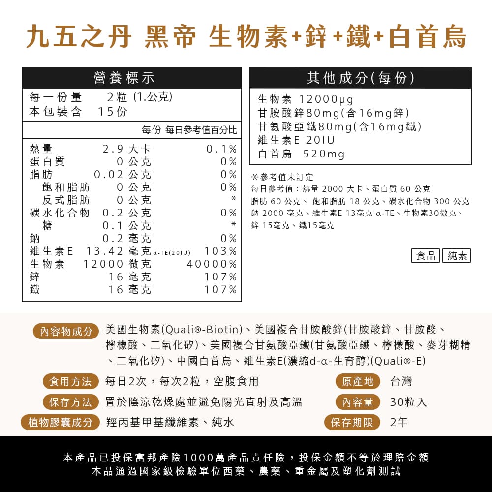 黑帝.生物素+鋅+鐵+白首烏