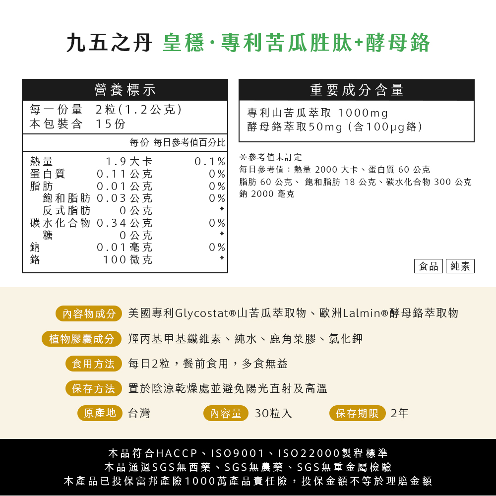 皇穩.苦瓜胜肽+酵母鉻